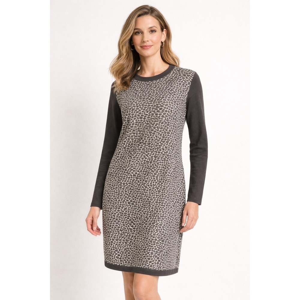 Max Mara Weekend Sweater Dress Women L Animal Print Knit Neutral‎ Quiet Luxury